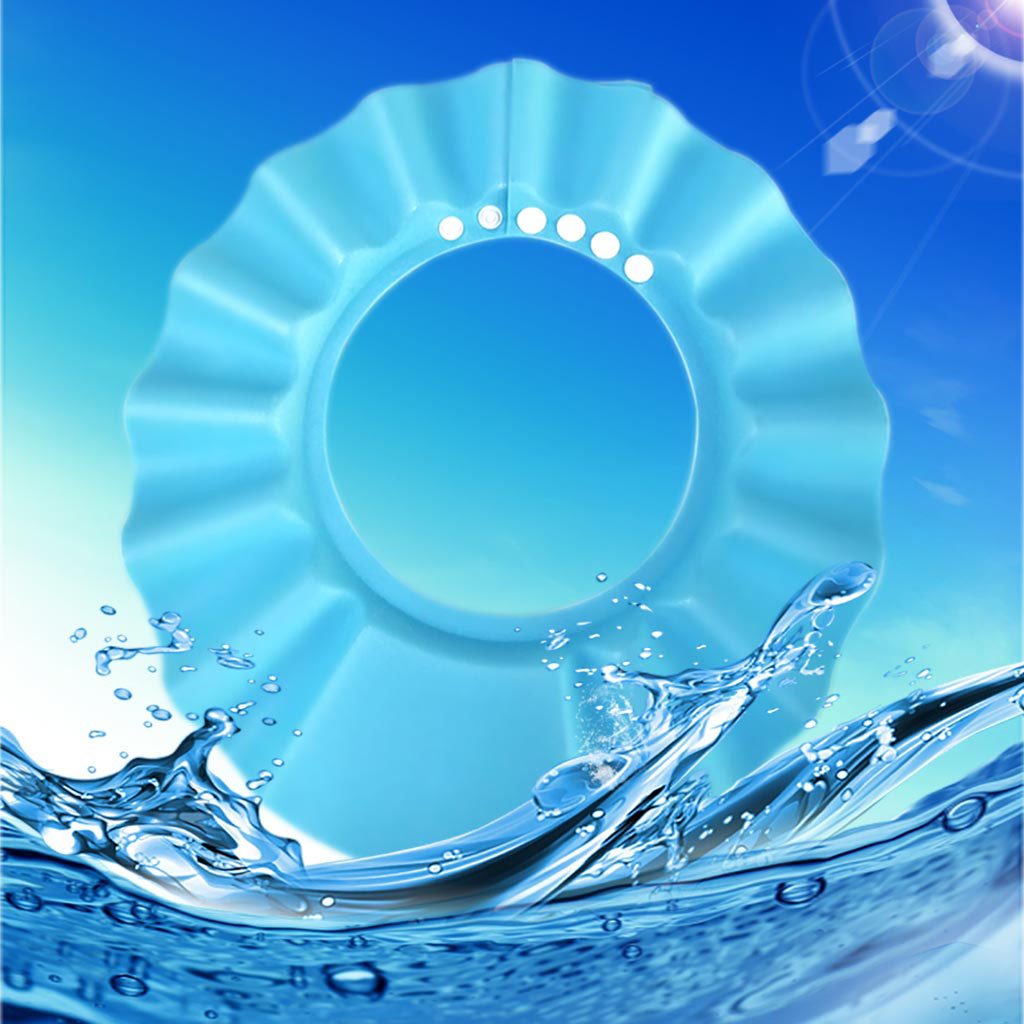 HOOYEE Safe Shampoo Shower Bathing Protection Bath Cap Soft Adjustable Visor Hat for Toddler, Baby, Kids, Children … (Blue)