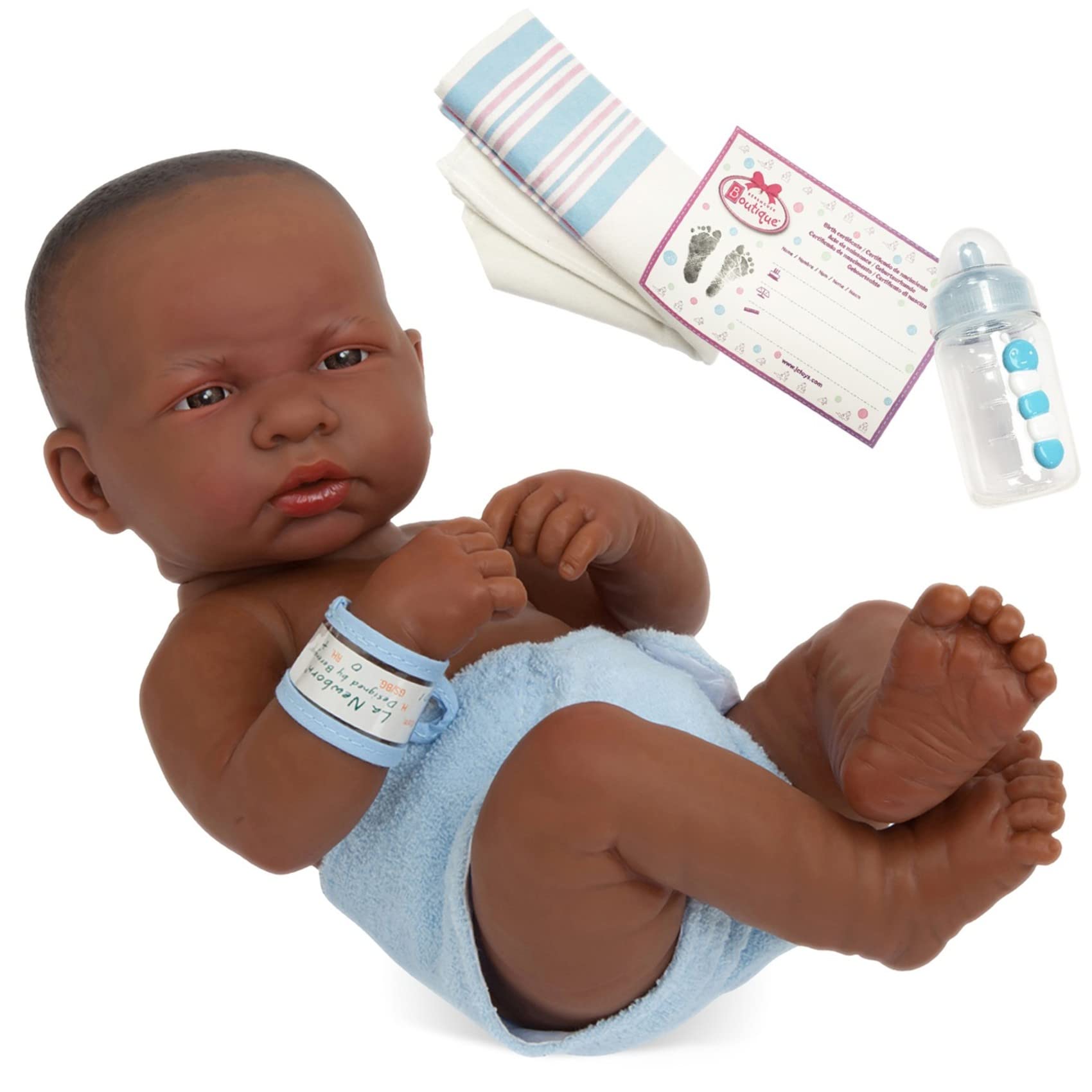 JC Toys - La Newborn First Day African American| Anatomically Correct Real Boy Baby Doll | 14