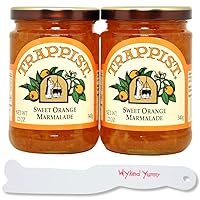 Wyked Yummy Sweet Orange Marmalade Bundle with (2) 12 oz Jars of Trappist Sweet Orange Marmalade and (1) Spreader Plastic Knife and Jar Scraper