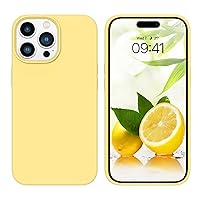 GUAGUA Compatible with iPhone 14 Pro Case 6.1 Inch Liquid Silicone Soft Gel Rubber Slim Thin Microfiber Lining Cushion Texture Cover Shockproof Protective Phone Case for iPhone 14 Pro, Yellow