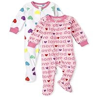 The Children's Place Baby Toddler Girls Love Fleece One Piece Pajamas 2-Pack