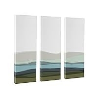 Abstract Blue Lake and Mountains Canvas Wall Art Set by The Creative Bunch Studio, 3 Piece 12 x 28, Decorative Coastal Tryptic for Wall