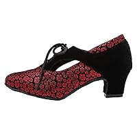 HIPPOSEUS Latin Dance Shoes for Women with Closed Toe Lace up Ballroom Latin Salsa Tango Dance Practice Shoes Low Heel,Model L318