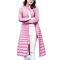 Women's Ultra-Light Down Jacket Stand Collar Slim Fit Knee-Length 90% White Duck Down Coat Down Parka
