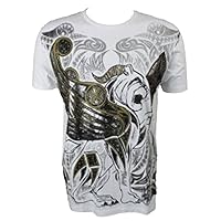 KONQUEST PLATINUM Men's Winged Lion with Scepter Print T-Shirt White (KQTS029) Size 38 Medium