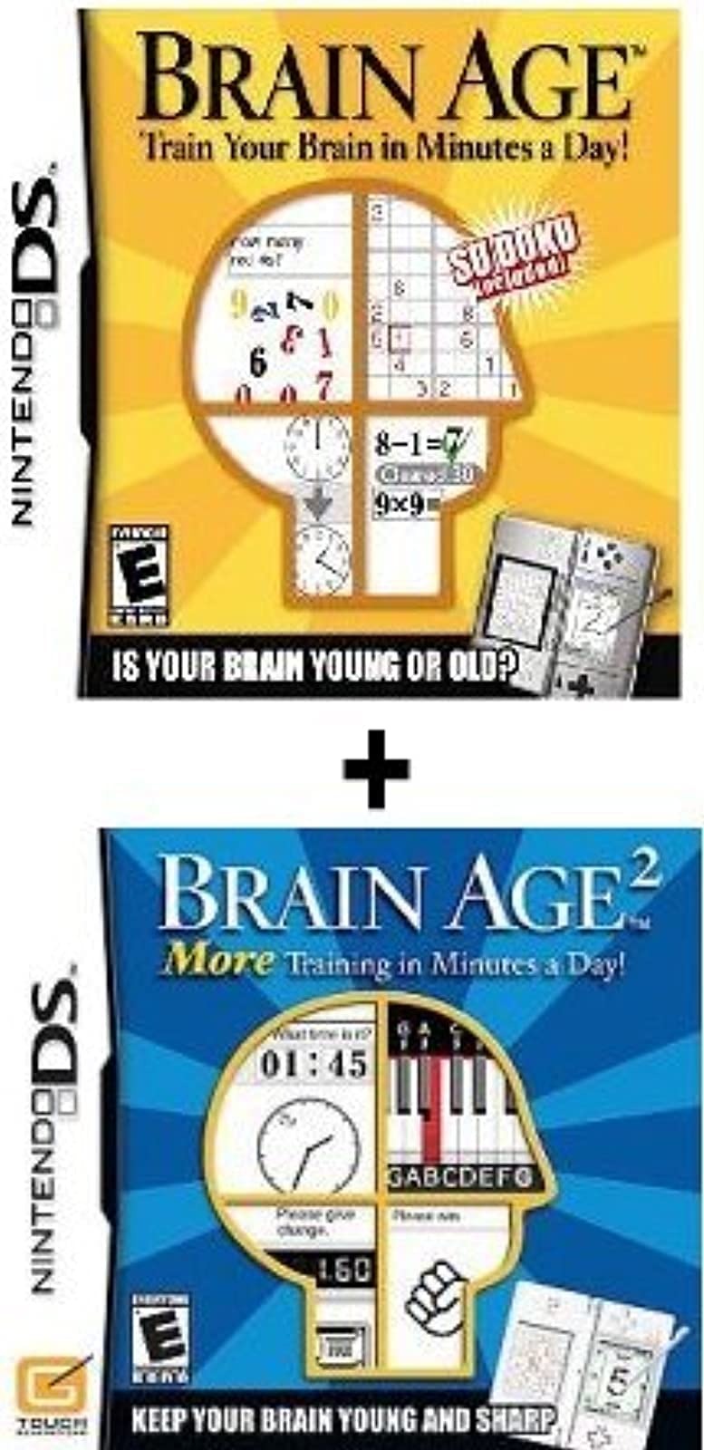 (2) Games - Brain Age Part 1 and 2 Bundle For Nintendo DS. Train Your Brain!