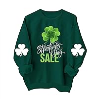 Sweatshirts for Women, St.Patrick's Day Long Sleeve Holiday Basic T-Shirts Casual Clover Graphic Crew Neck Top Blouses