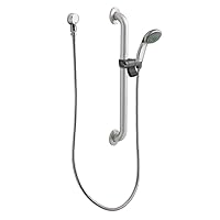 52124GBM25 Commercial M-Dura Slide Bar/Grab Bar with Hand Shower, 1-1/4-Inch x 24-Inch, 2.5-gpm, Chrome/Stainless