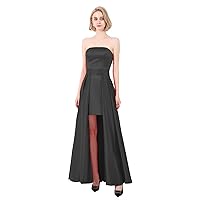 Women's Strapless Satin Evening Dresses with Detachable Skirt
