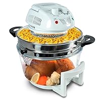 Halogen Oven Countertop Air Fryer - 1200W 13QT Infrared Convection Cooker w/ Stainless Steel Cooking Bowl For Healthy Meals, Great for Chicken, Steak, Fish, Ribs, Shrimp, More -AZPKAIRFR48
