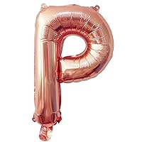 16 Inch Rose Gold Balloons Letter A to Z Number 0 to 9 Foil Balloons for Wedding Prom Birthday Party Baby Shower Christmas Decor (Letter P)