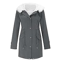 Women's Hooded Winter Coat Thick Warm Fleeced Lined Parka Long Jackets Plus Size Hooded Overcoat Snow Coat
