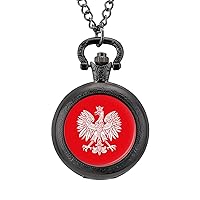 Poland Eagle Personalized Pocket Watch Vintage Numerals Scale Quartz Watches Pendant Necklace with Chain