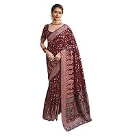Maroon Zari Weaving Wedding Ceremony Indian Woman wear Silk Saree Blouse Thread Tassels Pallu Traditional Sari 2299
