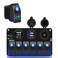 FXC Blue 6 Gang Switch Panel with Power-Save + Momentary Rocker Switch