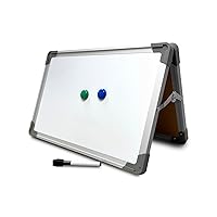 Flipside Products 12”x18” Magnetic Double-Sided Desktop Easel – Bright White Dry Erase Easel for Office, Home and Classroom. Aluminum Frame Plus Magnets and Dry Erase Marker with Magnetic Eraser Cap