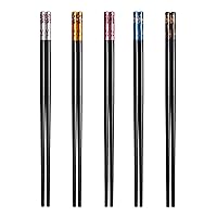 5 Pairs Fiberglass Chopsticks-Reusable Chopsticks Dishwasher Safe-Color flower, 3*10 (Y-010)