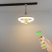 H Type Track LED Light Fan Remote Control 48W Led Ceiling Fan Spiral Fan Lamp Adjustable 3 Wind Speed 3 Color Dimming Shaking Head Small Suction Ceiling Fan for Kitchen Energy-Saving Light