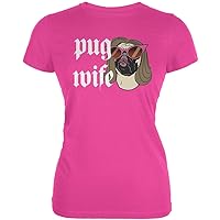 Animal World Pug Wife Hot Pink Juniors Soft T-Shirt