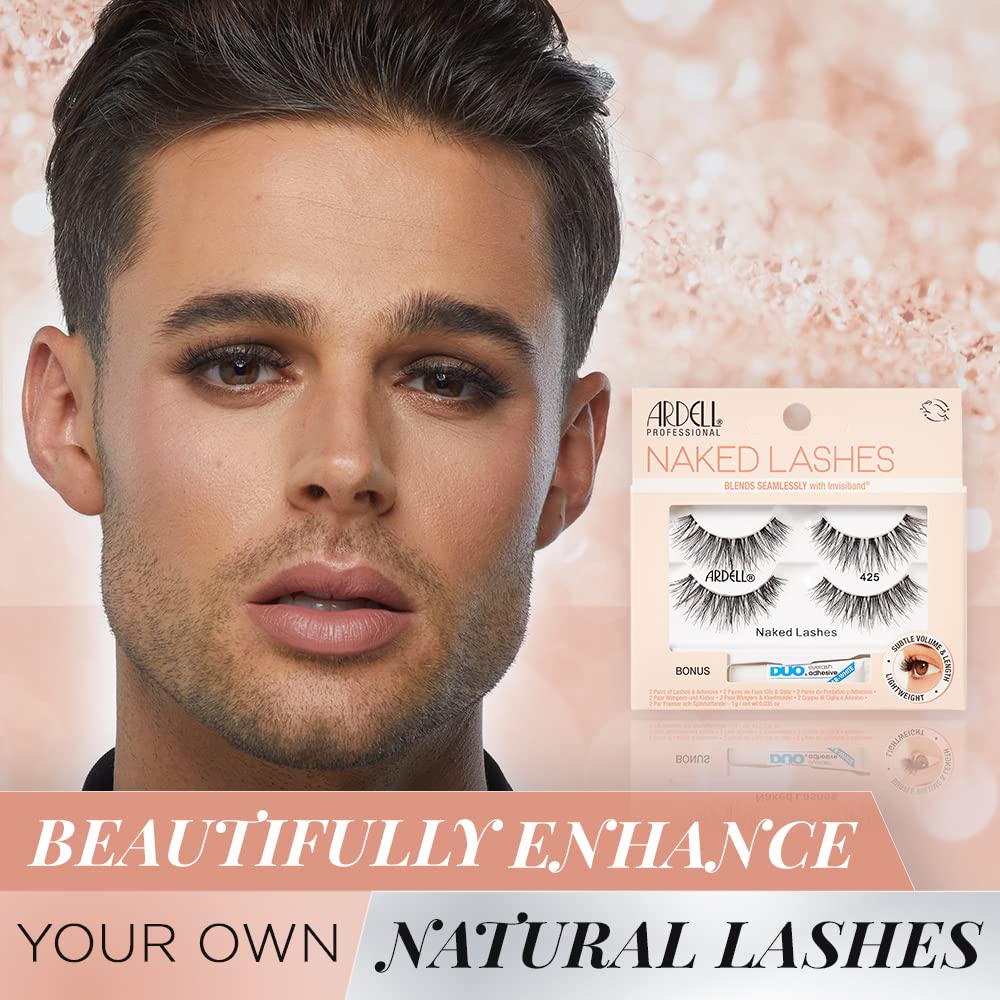 Ardell Naked Lashes 425, 2 Pairs, with DUO Clear-White Adhesive, Subtle Volume & Length