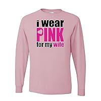 I Wear Pink for My Wife Breast Cancer Awareness Mens Long Sleeves