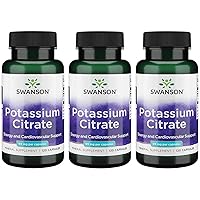 Swanson Potassium Citrate - Mineral Supplement Promoting Heart Health & Energy Support - Aids Optimal Nerve & Kidney Function with Natural Ingredients - (120 Capsules, 99mg Each) 3 Pack