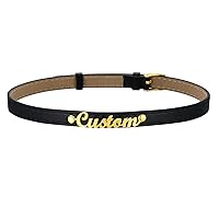 FindChic Black Leather Collar Custom Name Choker Necklaces for Women 18K Gold Plated Letter Charm Personalized Jewelry for Women Cosplay DIY Sexy Accessories, with Gift Box