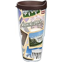 Tervis Washington DC Collage Tumbler with Wrap and Brown Lid 24oz, Clear
