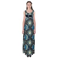 CowCow Womens Starry Night Sky Moon Stars Space Constellations Planets Soft Empire Waist Maxi Dress, XS-5XL