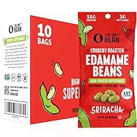 Crunchy Roasted Edamame Snacks Pack (Sriracha), Protien Keto Food, Gluten Free, Asian Chinese Korean Japanese Snacks, Hot Spicy Snack Low 100 Calorie , 0.9oz 10 Pack