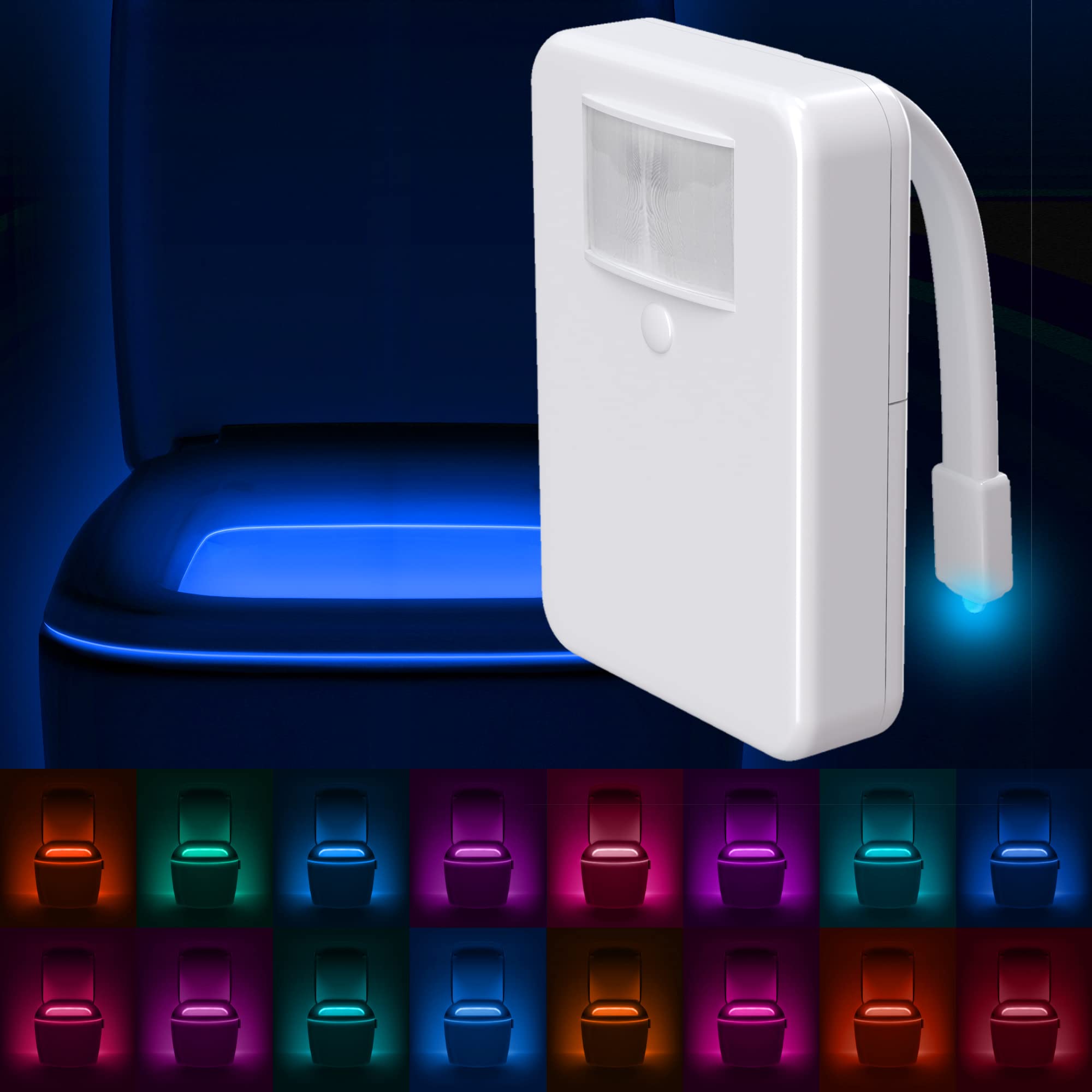 LumiLux Toilet Light with Motion Detection Sensor - 16-Color LED Bathroom Toilet Bowl Light (White)