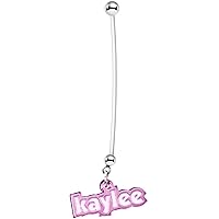 Body Candy Customizable Pink Acrylic Personalized Name Pregnancy Belly Button Ring
