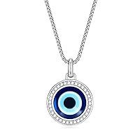 Evil Eye Pendant Necklace,S925 Sterling Silver 14K Gold Plated,Protection Jewelry for Women Girl