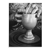Black and White Art Poster Pottery Pot Porcelain Making Poster Canvas Posters Prints Picture for Living Room Bedroom Office Kitchen Decor 12x16inch(30x40cm) Unframe-Style