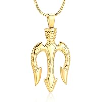 Poseidon Trident Cremation Jewelry for Ashes Ancient Greece Amulet Urn Necklace Ashes Holder for Loved One Keepsakes Pendant Jewelry for Men Women