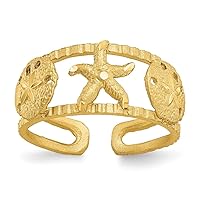 ICE CARATS 14K Yellow Gold Starfish Adjustable Toe Ring Open Midi Ring