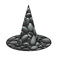 Mqgmzmany Black Pebbles Print Enchantingly Halloween Witch Hat Cute Foldable Pointed Novelty Witch Hat Kids Adults