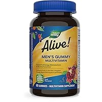 Alive! Men's Daily Gummy Multivitamin, Supports Energy Metabolism*, Muscle Function*, B-Vitamins, B-Vitamins, Gluten-Free, Vegetarian, Fruit Flavored, 60 Gummies (Packaging May Vary)
