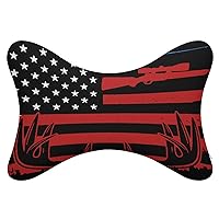 Fishing Hunting American Flag Car Neck Pillow Soft Car Headrest Pillow Neck Rest Cushion Pillow 2 Pack for Driving Traveling