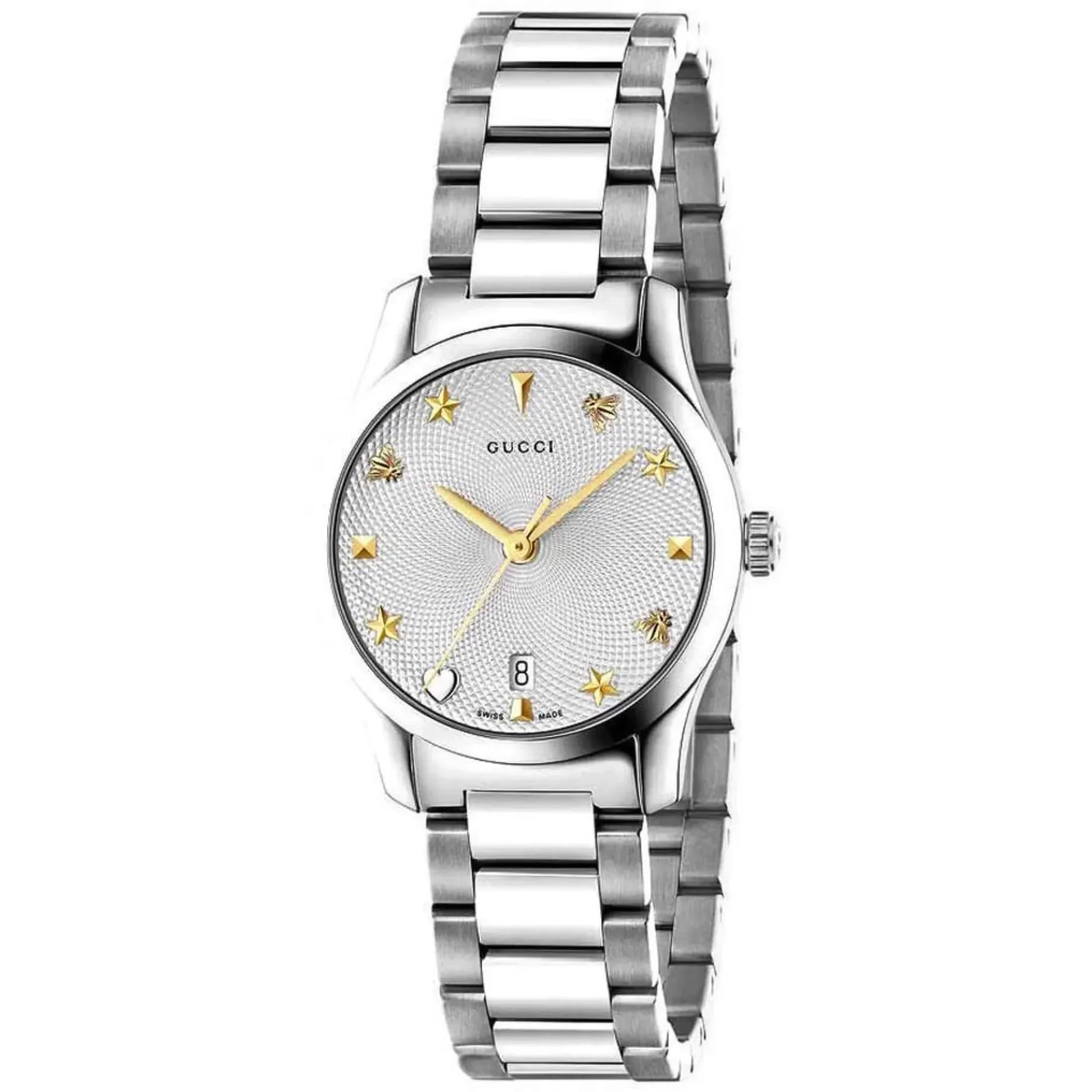 Gucci Quartz Stainless Steel Casual Silver-Toned Women's Watch(Model: YA126572)