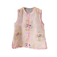 Spring and Summer Chinese Style Embroidery Organza Vest Top Women Loose Lady Shirt Top