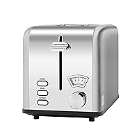 Simple Deluxe Stainless Steel Toaster 2 Slice with 1.5” Wide Slot & Removable Crumb Tray, 5 Shade Options and Bagel/Defrost/Cancel Functions, for Various Bread & Waffle, Retro Silver