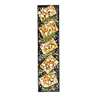 Restaurantware 23.6 x 5.9 Inch Rectangle Trays 25 Disposable Serving Platters - Faux Wood Grain Pattern With Raised Sides Black Plastic Party Trays Serve Appetizers Or Appetizers For Parties