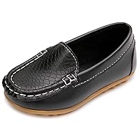 Toddler Boys Girls Loafer Shoes Soft Synthetic Leather Slip On Moccasin Flat Boat Dress Shoes
