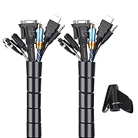 120 Inch Cable Sleeve, Flexible Cord Bundler Wire Wrap Cable Management System for Office and PC-Black