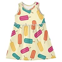 Popsicles Ice-Cream Yellow Girls Dress Kids Toddler Casual Dresses Summer Dresses 2T