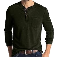 Mens Henley Shirts Soft Long Sleeve Tee Shirt Hippie Muscle Fit Workout T-Shirt Casual Plain Cotton Active Tops