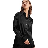 LilySilk Silk Blouse Shirts Womens Long Sleeves Collared 19MM Natural Silk Charmeuse Office Wear Basic Simple Tops
