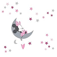 Lambs & Ivy Disney Baby Minnie Mouse Celestial Wall Decals, Pink/Gray