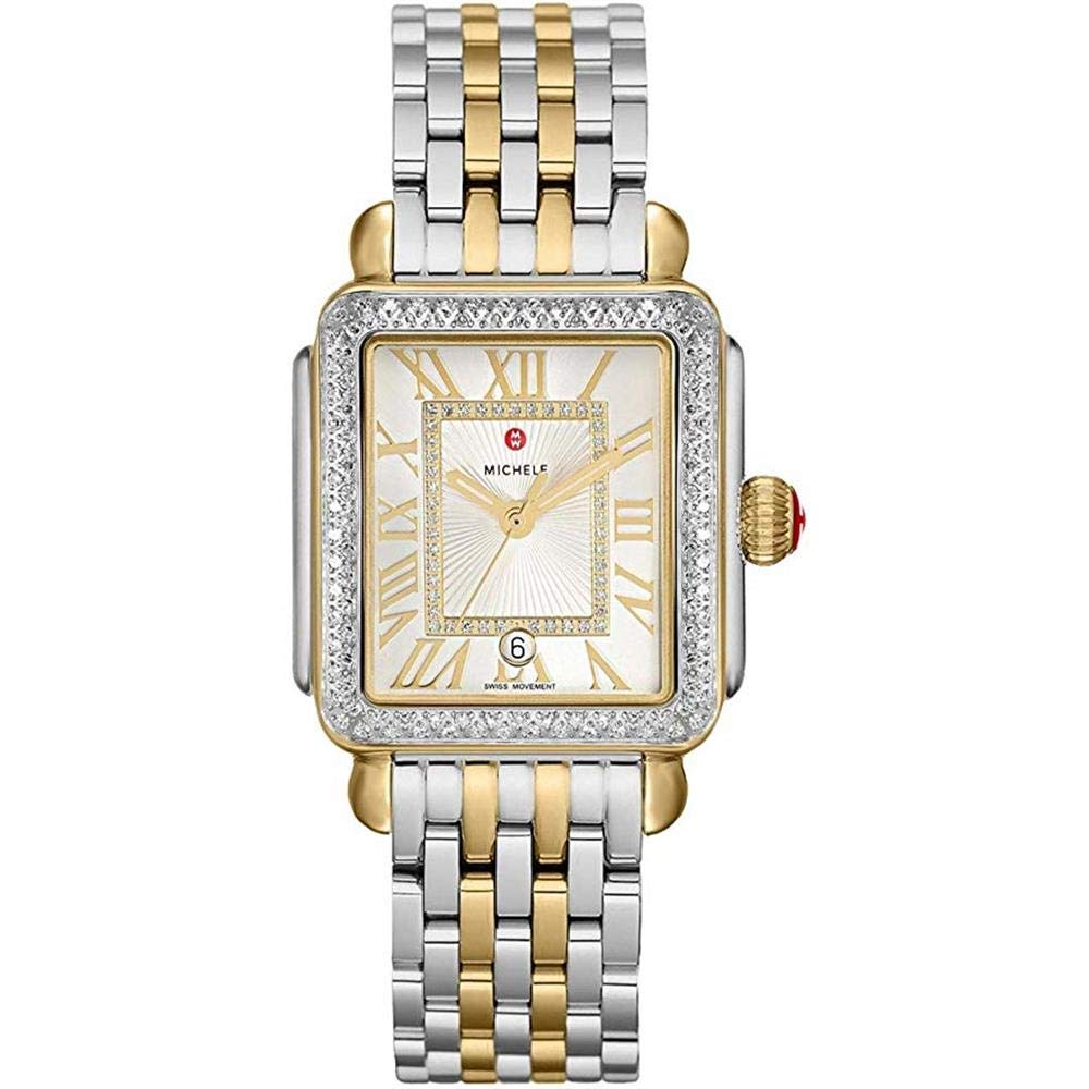 Michele Deco Madison One Hundred Fifty Five Diamonds Silver Dial Two Tone Women's Watch MWW06T000144